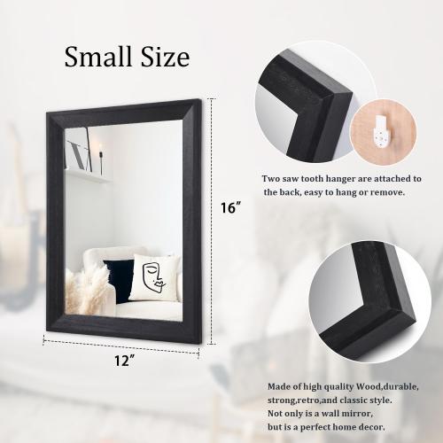 AAZZKANG Wall Mirror Black Wood Framed Rectangle Mirrors for Wall 16x12