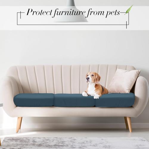 Newwiee 12 Pcs Patio Outdoor Cushion Covers Replacement Waterproof Stretch Sofa Couch Cushion Covers Washable Individual Couch Slipcovers Set Furniture Protector for Pets(20-27 Inch,Gray Blue)