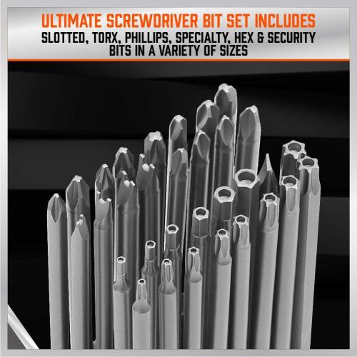 HORUSDY 32-Piece 1/4 Shan Extra Long Security Power Bit Set, 6 Long Tamper Proof Security Bits, S2 Steel.