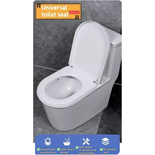 Toilet Seat With Cover Soft Close, Toilet Lid Slow Close Quiet No, Easy Installation & Release,Safe PP Material Easy Clean​​ Bathroom Toilet Seat​​,Comfortable Ergonomic Design For All Toilet Brands