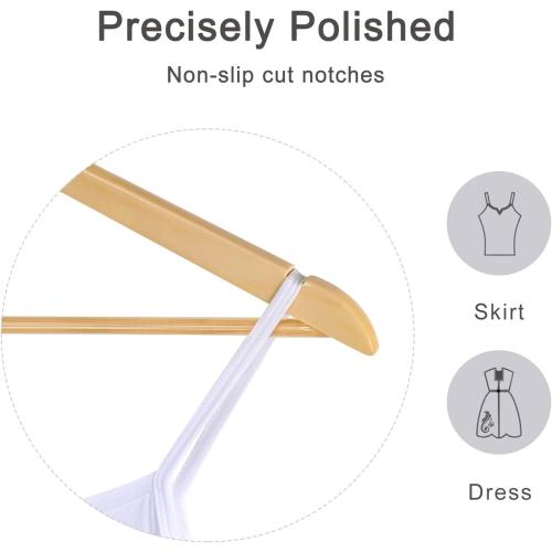 TOPIA HANGER Wooden Hangers 30 Pack, Wood Clothes Hanger Natural | Durable Coat Hanger, 360-Degree Rotatable Hook, Non-Slip Pants Bar, Shoulder Notches for Camisole Tops-CT34N30