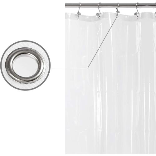 BAROSSA Design 48 inch Wide Stall Shower Curtain Liner with 3 Magnets - PEVA, Waterproof, PVC Free, Metal Grommets, Clear, 48x72