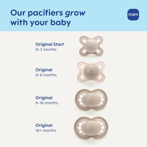 MAM Original Matte Baby Pacifiers 6-16 Months, Binky for Newborn Babies, BPA-Free Skin Soft Silicone Nipple, Easy to Clean, Developed with Medical Experts, 4 Pack, Made in Europe