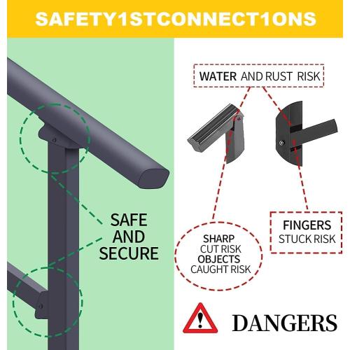 Hand Rails for Outdoor Steps,2 Step Stair Handrail & Indoor Stair Railing Kit，Metty Metal Railings for Outdoor Steps and Hand Rails for Seniors for Porch Railing