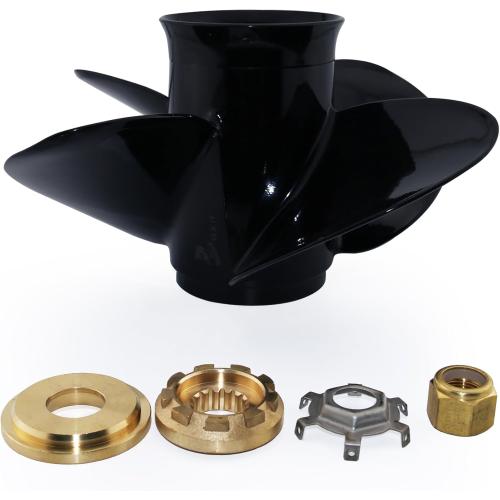 CAPTAIN 4 Blades Boat Propeller 13x17, 15 Spline Tooth Outboard Motor Prop, RH, Charging Cable for Mercury Engines 40 50 60 70 75 80 90 100 115 125 140 150 HP Aluminum Parts