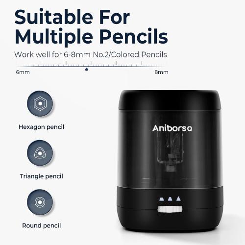 Electric Pencil Sharpener, USB & Battery Operated, Black
