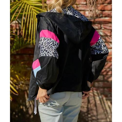 Size Large MOLERFO Y2k Jacket Leopard Print Windbreaker 2000s Jackets for Women Trendy 90s Outfits for Women