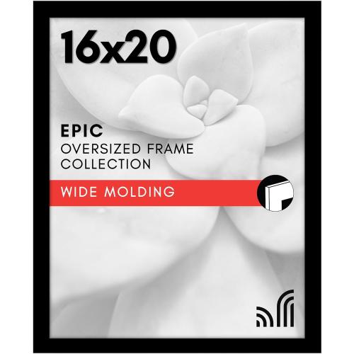 Americanflat 16x20 Picture Frame with Polished Plexiglass - Black Picture Frame - Wide Photo Frames Made of Engineered Wood for Vertical or Horizontal Wall Display - Epic Collection - Black (4-pack)