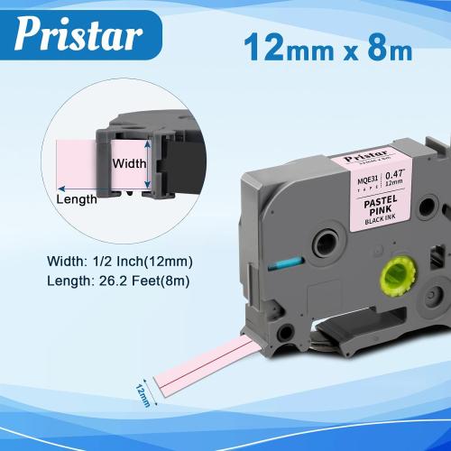 Pristar Compatible for Brother TZe-MQE31 Pastel Pink Ribbon Label Tape