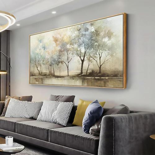 VHMING Abstract Wall Art Artwork Retro Trees Pictures Decor Canvas Painting Framed Ready to Hang Living Room Bedroom and Office Wall Decor 20x40 Inch