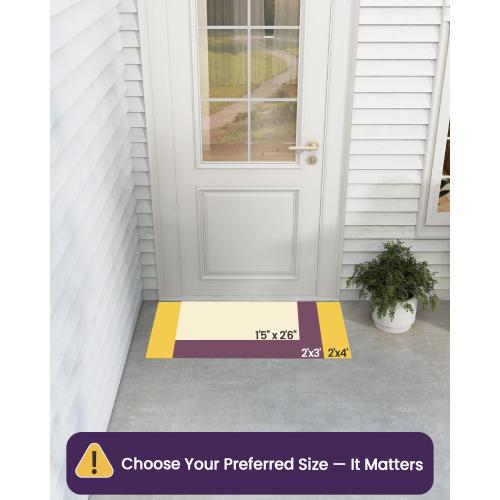 DEXI Front Door Mat Outside Entrance, Heavy Duty Non Slip Low Profile Doormat for Entryway, Trap Dirt and Moisture Welcome Mats, Easy Clean, Patio, Garage, 3x2, Blue