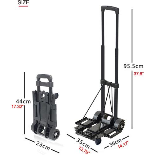 Foldable Plastic Folding Cart Lightweight Folding Shopping Trolley Mini Luggage Hand Truck for Travel Shopping Moving Office Use (2-Wheels)