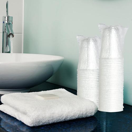 Vplus 120 Pack 24 OZ Clear Plastic Cups, Individually Wrapped PP Plastic Cups Disposable 24 OZ Drinking Glasses for Hotel Party Thanksgiving Christmas