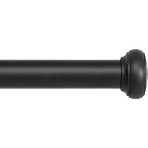 Kenney - Weaver Curtain Rod, Rust-Resistant Textured Steel for Indoor or Covered Outdoor Use, 1 Diameter, Adjustable 72–144, Durable Support for Curtains, Black