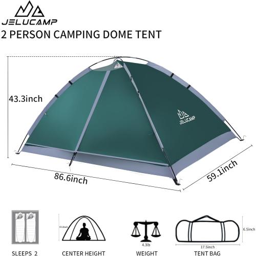 Color Green 1/2/4/5/6 Person Dome Tents for Camping, Lightweight Portable Backpacking Tent, Small Easy Set Up Outdoor Waterproof Camping Hiking Tent for Adults