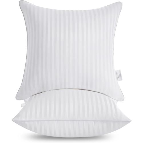 Oubonun 26 x 26 Euro Pillow Inserts, Firm and Fluffy Decorative Square Pillows for Couch Bed Sofa with Soft Cotton Cover White Cushion with Down Alternative Pack of 2