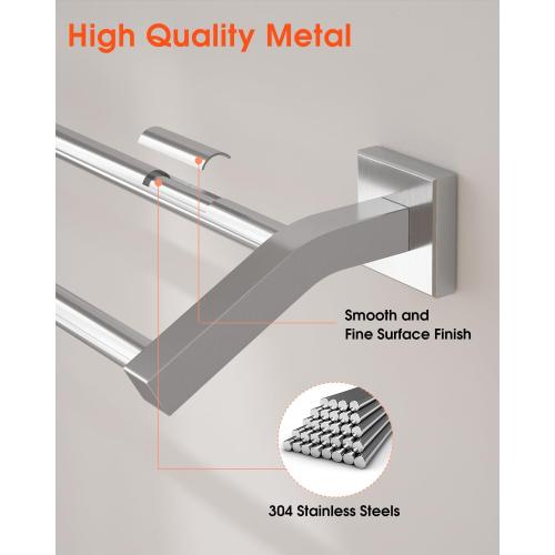 Alise Double Bath Towel Bars Towel Racks for Bathroom,Wall Mount Towel Holder Heavy Duty SUS304 Stainless Steel Towel Hanger Towel Rail,Brushed Nickel