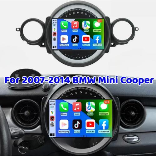 Size 9 Inch Android 13 Car Stereo for Mini Cooper R56 2007-2014, Double Din Touch Screen Car Radio Receiver Head Unit with CarPlay Android Auto Wireless GPS/FM/WiFi/SWC/AHD Backup Camera Mic, 2 32G