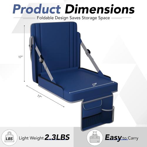 Stadium Seats with Back Support 2PACKS Adjustable Bleacher Chairs with Back and Cushion Bleacher Seat with Cup Holder, Carry Handle & Shoulder Strap for Outdoor Sports Events, Picnics, Beaches