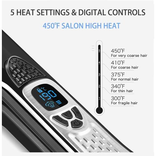 Black Steam Flat Iron Hair Straightener - Professional Hair Straightening Irons for Smooth and Frizz-Free Results (Black)