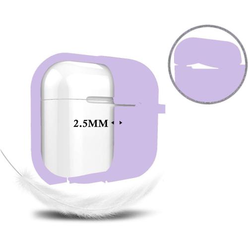 Protective Case Cover for Airpods Pro Charging Case, Upgraded Air Pods Silicone Case Skin with Soft Cute Fluffy Ball Pom Pom Keychain Kit (A, Purple)