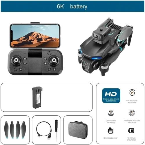 Waillynice- XT606 Drone 6k Profesional 4K HD Camera Obstacle Avoidance Aerial Photography Optical flow Foldable Quadcopter GPS RC 10000M (Black-6K-1B)