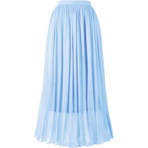 SMALL Women's Metallic Shiny Maxi Skirts Lightweight Silky Flowy Skirt for Summer Beach Holiday