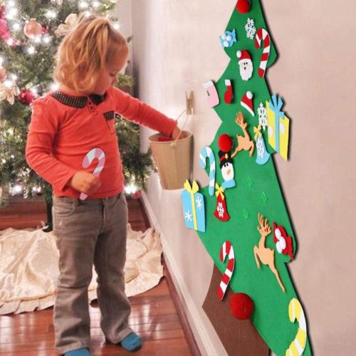 OurWarm DIY Felt Christmas Tree with Ornaments, 3ft Felt Christmas Tree for Kids, Xmas Gifts and Christmas Door Wall Hanging Decor
