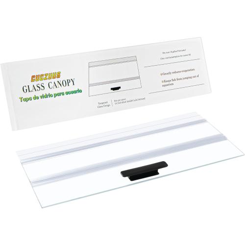 19.33x9.65in Clear Tempered Glass Canopy,Aquarium Fish Tank Hoods FITS for Most 10 Gallon Fish Tanks (Aqueon)