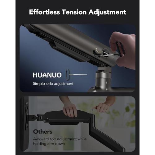HUANUO RGB Heavy Duty Monitor Arm for Ultrawide Screens up to 57, Holds 44 lbs, Tall Ultrawide Monitor Stand with 29.1 Max Height, Fully Adjustable Single Computer Desk Mount, Max VESA 100x100mm