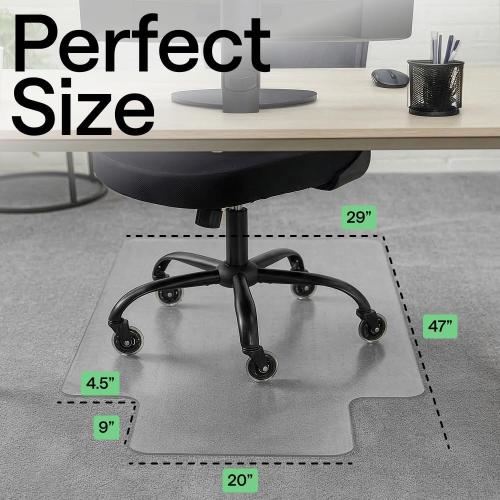 GORILLA GRIP Slip Resistant Clear Office Chair Mat for Carpet Floors, Smooth Rolling Glide Under Desk, Heavy Duty Plastic Computer Mats and Carpeted Floor Protector, Work and Gaming Chairs, 29x47 Lip