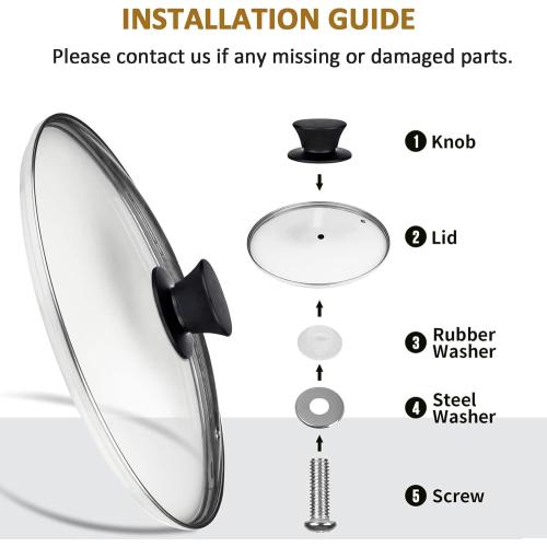 Glass lid for Large Pots and Pans, 14 Inch Cover for Replacement, Commercial Lid for Cookware, Frying Pans, Stockpot, Dishwasher safe and oven safe up to 400°F Fit Inner Dia14 to 14.4 Inch