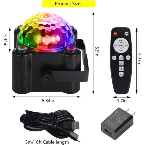 Party Lights Disco Ball Light,Dj Disco Light Sound Activated LED Light 6 Colors for Home Room Dance Parties Birthday Karaoke Halloween Christmas Wedding Show Club Decorations