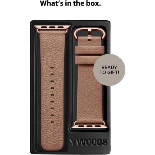 Fullmosa Leather Bands Compatible with Apple Watch Band 42mm 41mm 40mm 38mm for Women Men, Top Grain Genuine Leather Strap for iWatch Series 11/10/9/8/7/6/5/4/3/2/1,SE3/2/1, Beige/Rose Gold