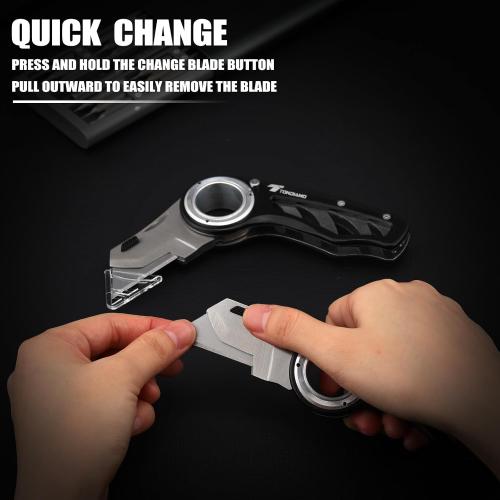 Tondiamo 1 Pcs Folding Pocket Utility Knife Box Cutter, Black
