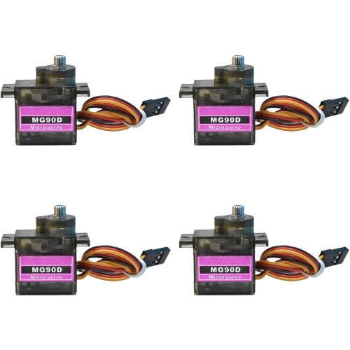 4Pcs MG90D 9g Digital Micro RC Servo Replace SG90, Full Metal Gear Mini Servos for Arduino DIY Project (360° Continuous Rotation)