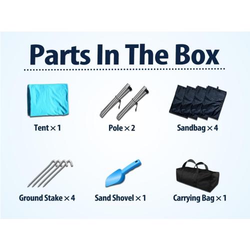 10×10ft UPF50  Beach Tent Sun Shelter, Windproof Stable Outdoor Pop Up Beach Shade Canopy for Camping, Fishing, Backyard Fun or Picnics, 2 Poles