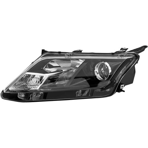 Pair Headlight Assembly Set For 2010 2011 2012 Ford Fusion S SE SEL Hybrid Sport Sedan Replacement Halogen Headlamps Matte Black Housing Clear Lens Passenger and Driver Side Front Bumper Lights(LH&RH)