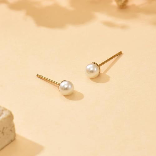 Pearl Stud Earrings for Women Gold/Silver Plated 3mm 4mm 5mm 6mm 8mm Pearl Earrings Dainty Hypoallergenic Earrings