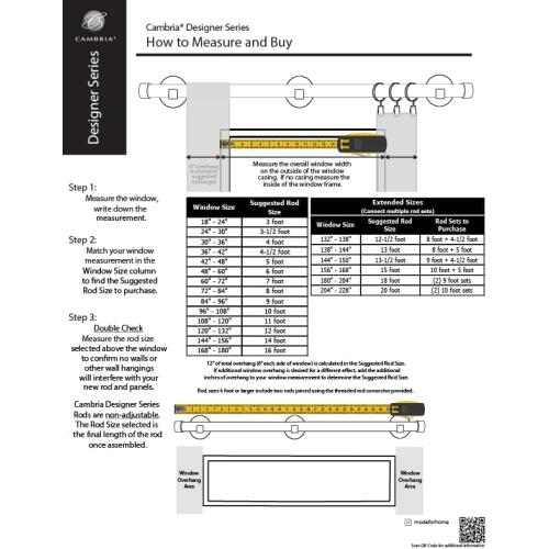 MODE Cambria® Designer Series - Premium 9 foot Custom Curtain Rod - 1-1/8 inch Large Diameter - Non-Adjustable for a Seamless Look - Premium Designer Brackets and End Caps - Brushed Gold Finish