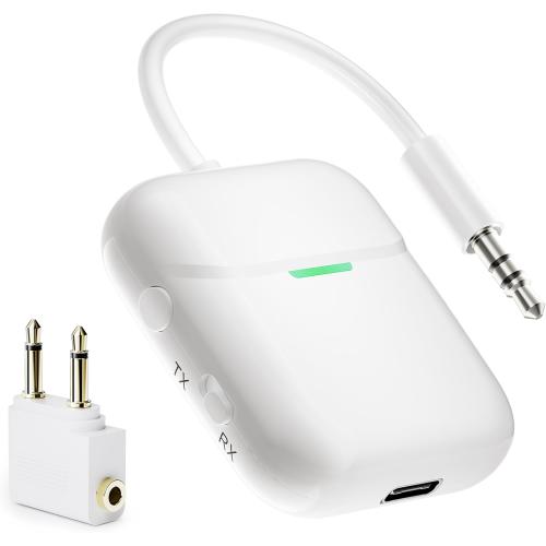 Nulaxy Air in-Flight Bluetooth Wireless Audio Transmitter Receiver for up to 2 AirPods & Wireless Headphones, Bluetooth Adapter for All 3.5mm Jacks on Airplanes, Gym Equipment, TVs & Gaming Consoles