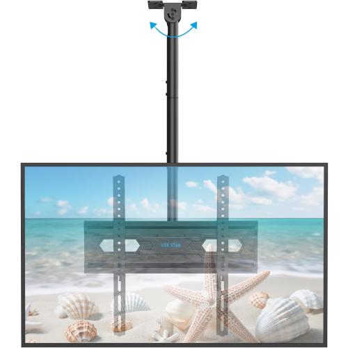 USX STAR Ceiling TV Mount for 26-65 inch Flat Screen Displays, Adjustable Ceiling TV Bracket Fits Most LCD LED OLED TVs, 14.96Inch Single Extended Mounting Pole, Holds up to 110lbs, Max VESA 400x400mm