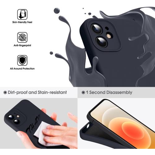 Supdeal Liquid Silicone Case for iPhone 12, [Camera Protection] [Anti Fingerprint] [Wireless Charging] 4 Layer Phone Case Protective Cover, Built-in Microfiber Case Cover, 6.1, Black