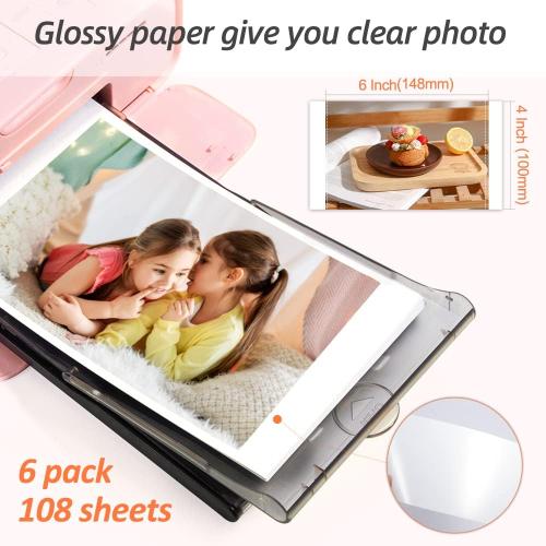 Replace for KP-108IN Canon Selphy Photo Paper & Ink for CP1200 1300 Printer | 3 Color Ink Toners & 108 (4x6) Photo Paper Set, work with CP1500 CP910 CP900 Photo Printer, 100 x 148mm Postcard Size