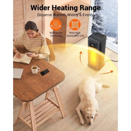 KopBeau Space Heater Indoor, 1500W Fast Quiet Heating Portable Electric Heaters with Thermostat, 4 Modes, Overheating & Tip-Over Protection, Oscillating Room Heater with Remote for Office Bedroom Use