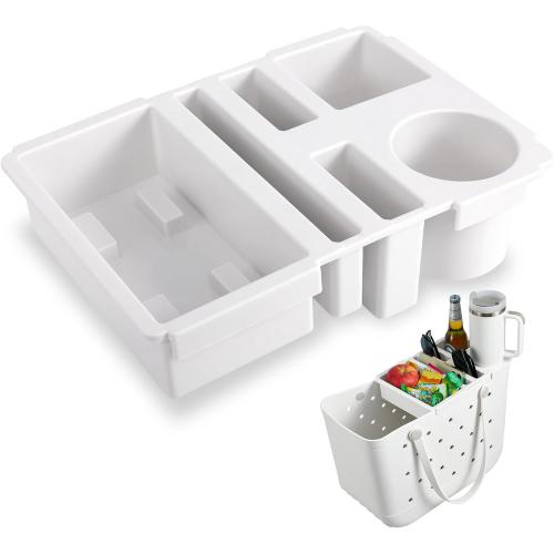 Top Cup Holder Tray for Bogg Bag Large, Waterproof ABS Drink Holder Fit for Stanley Cup - Organizer & Topper Tray Accessories for Bogg Bag (White)