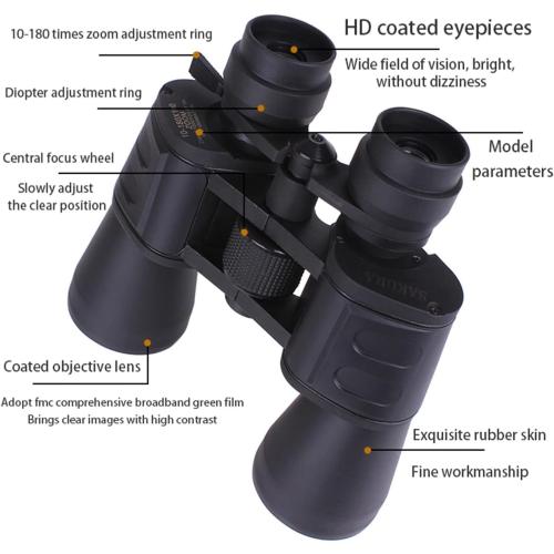 10-180x100 High Magnification Long Range Zoom Binoculars Professional Telescope Wide Angle HD Binoculars