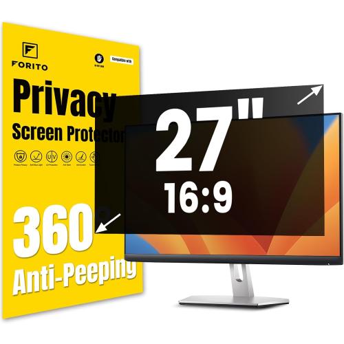 F FORITO 27 Inch 16:9 360°Privacy Screen Protector for Computer Monitor, Removable Eye Protection Anti Blue Light Anti Glare Computer Screen Privacy Shield for All 27 Widescreen Monitors