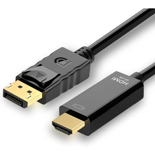 4K 60Hz Displayport to HDMI Cable 6ft, NOT HDMI to Displayport Adapter, Display Port to HDMI Cable 6feet for Dell Lenovo HP Laptop Desktop PC Monitor TV GPU NVIDIA AMD, DP to HDMI Adapter Cord Black