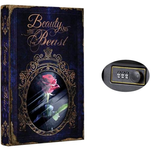 Fake Book Box - Small Safe Box with Combination Lock - Hidden Safe in Plain Sight - Diversion Safes - Secret Safes (Beauty Beast) (Large)